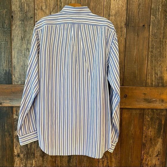 Ralph Lauren Men’s Sz L Classic Fit Blue Black Stripe Long Sleeve Shirt - Picture 3 of 7
